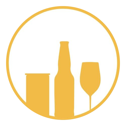 beer can bottle and wine glass graphic logo