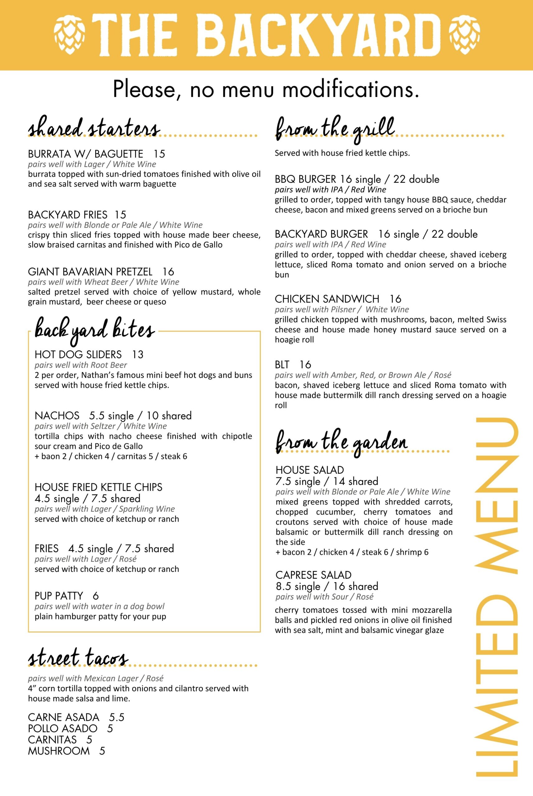limited backyard menu